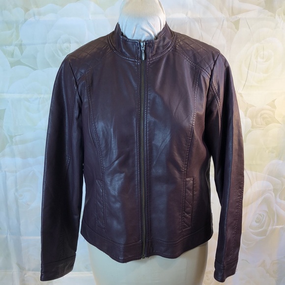 Christopher & Banks Tan Faux Leather Jacket Full Zip XL - Picture 12 of 12